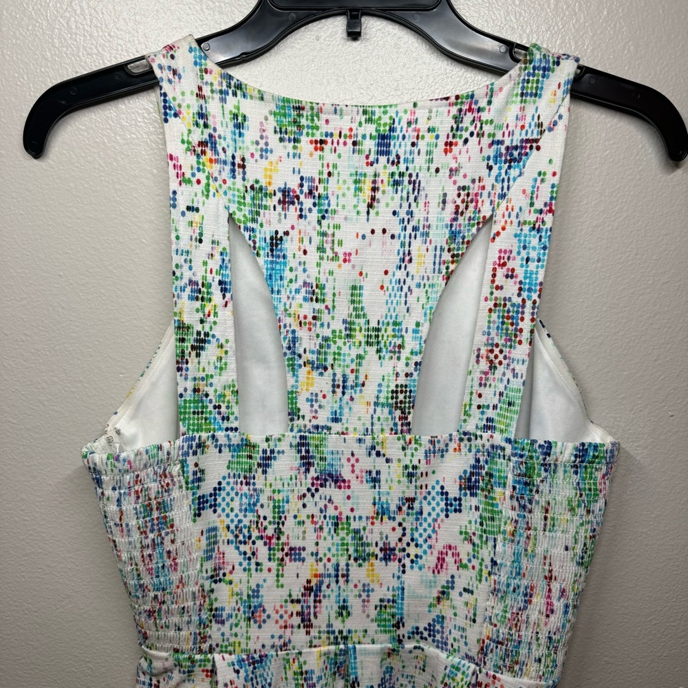 GUESS Multicolor Polkadot Open Back Fit and Flare V-Neck Dress Women Size 6 - Picture 3 of 4